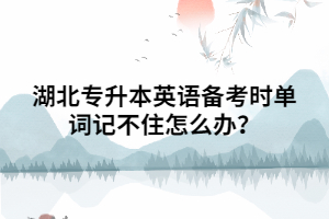 湖北專升本英語備考時單詞記不住怎么辦?