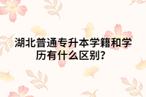 湖北普通專(zhuān)升本學(xué)籍和學(xué)歷有什么區(qū)別？