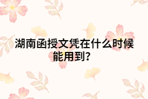 湖南函授文憑在什么時候能用到？