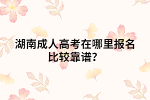 湖南成人高考在哪里報(bào)名比較靠譜？