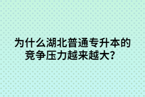為什么湖北普通專升本的競爭壓力越來越大？