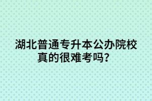 湖北普通專升本公辦院校真的很難考嗎？