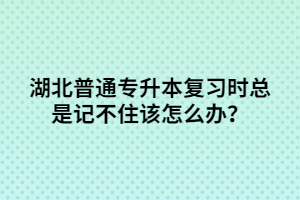 湖北普通專升本復(fù)習(xí)時總是記不住該怎么辦?