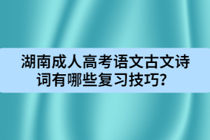 湖南成人高考語文古文詩詞有哪些復(fù)習(xí)技巧？