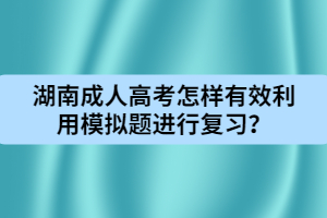 湖南成人高考怎樣有效利用模擬題進行復(fù)習(xí)？