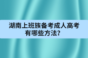 湖南上班族備考成人高考有哪些方法？