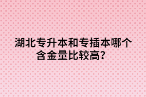 湖北專升本和專插本哪個含金量比較高？