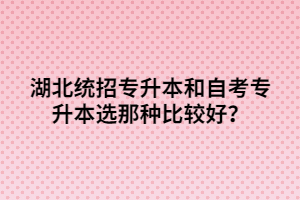 湖北統(tǒng)招專升本和自考專升本選那種比較好？
