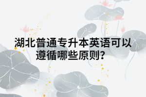 湖北普通專升本英語(yǔ)可以遵循哪些原則？