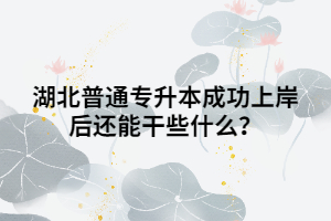 湖北普通專升本成功上岸后還能干些什么？