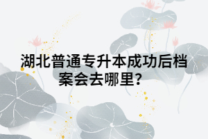 湖北普通專升本成功后檔案會(huì)去哪里？