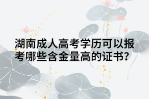 湖南成人高考學(xué)歷可以報(bào)考哪些含金量高的證書(shū)？