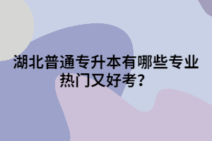 湖北普通專升本有哪些專業(yè)熱門又好考？