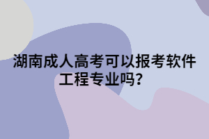 湖南成人高考可以報(bào)考軟件工程專業(yè)嗎？