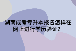 湖南成考專升本報名怎樣在網(wǎng)上進(jìn)行學(xué)歷驗證？