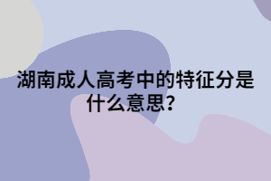 湖南成人高考中的特征分是什么意思？