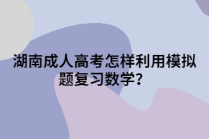 湖南成人高考怎樣利用模擬題復(fù)習(xí)數(shù)學(xué)？