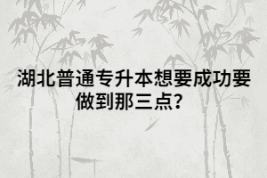 湖北普通專升本想要成功要做到那三點？