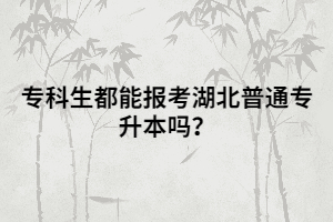 專科生都能報(bào)考湖北普通專升本嗎？