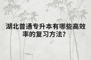 湖北普通專升本有哪些高效率的復(fù)習(xí)方法?