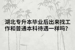 湖北專升本畢業(yè)后出來找工作和普通本科待遇一樣嗎？