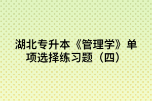 湖北專(zhuān)升本《管理學(xué)》單項(xiàng)選擇練習(xí)題(四)