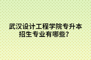 武漢設(shè)計(jì)工程學(xué)院專升本招生專業(yè)有哪些？