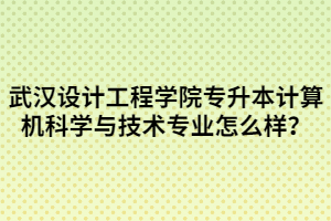 武漢設(shè)計工程學(xué)院專升本計算機(jī)科學(xué)與技術(shù)專業(yè)怎么樣？