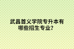 武昌首義學(xué)院專升本有哪些招生專業(yè)？