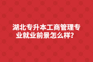 湖北專升本工商管理專業(yè)就業(yè)前景怎么樣？
