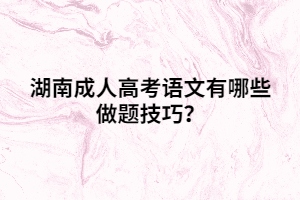 湖南成人高考語(yǔ)文有哪些做題技巧？