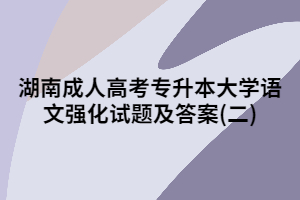 2020年湖南成人高考專升本大學(xué)語文強化試題及答案(二)