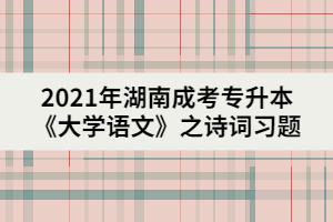 2021年湖南成考專升本《大學(xué)語文》之詩詞習(xí)題四