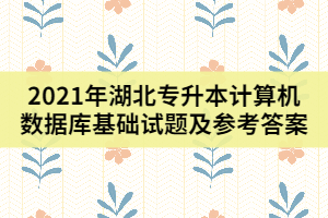 2021年湖北專升本計算機數(shù)據(jù)庫基礎(chǔ)試題及參考答案
