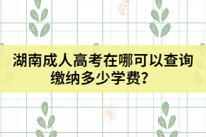 湖南成人高考在哪可以查詢繳納多少學(xué)費(fèi)？