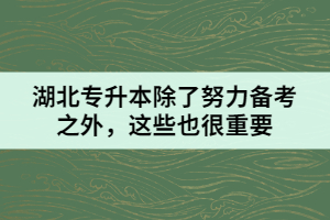 湖北專升本除了努力備考之外，這些也很重要