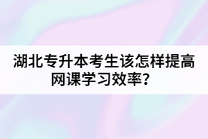 湖北專升本考生該怎樣提高網(wǎng)課學(xué)習(xí)效率？