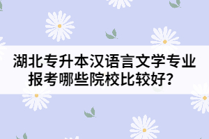 湖北專(zhuān)升本漢語(yǔ)言文學(xué)專(zhuān)業(yè)報(bào)考哪些院校比較好？