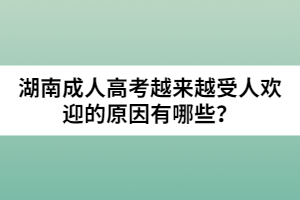 湖南成人高考越來越受人歡迎的原因有哪些？