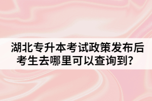 湖北專升本考試政策發(fā)布后考生去哪里可以查詢到？