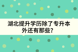 湖北提升學(xué)歷除了專升本外還有那些？