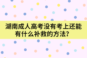 湖南成人高考沒有考上還能有什么補(bǔ)救的方法？
