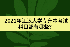 2021年江漢大學專升本考試科目都有哪些？
