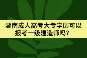 湖南成人高考大專學(xué)歷可以報(bào)考一級(jí)建造師嗎？