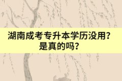 湖南成考專升本學(xué)歷沒(méi)用？是真的嗎？