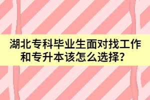 湖北?？飘厴I(yè)生面對找工作和專升本該怎么選擇？