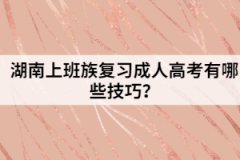 湖南上班族復(fù)習(xí)成人高考有哪些技巧？