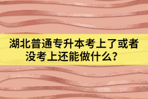 湖北普通專升本考上了或者沒考上還能做什么？