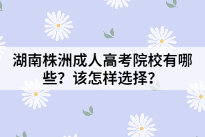 湖南株洲成人高考院校有哪些？該怎樣選擇？