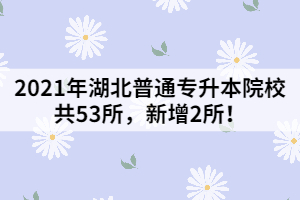 2021年湖北普通專升本院校共53所，新增2所！
